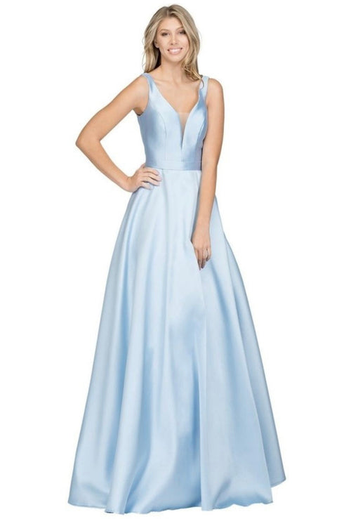 Chicas C9188 Elegant Prom BallDress Pocket Strappy Style Satin Dress
