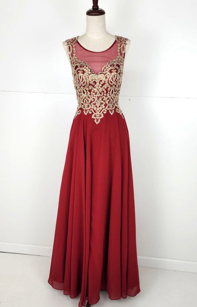 Chicas C9156 Formal Black Illusion Floor-Length Chiffon Dress