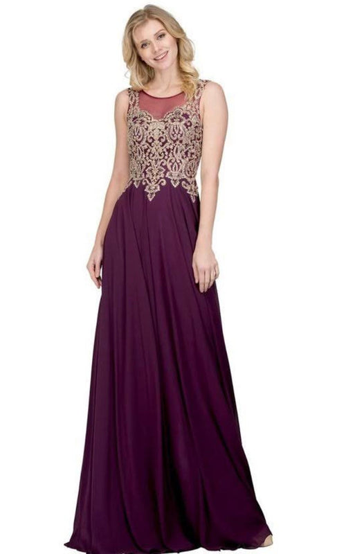 Chicas C9156 Formal Black Illusion Floor-Length Chiffon Dress