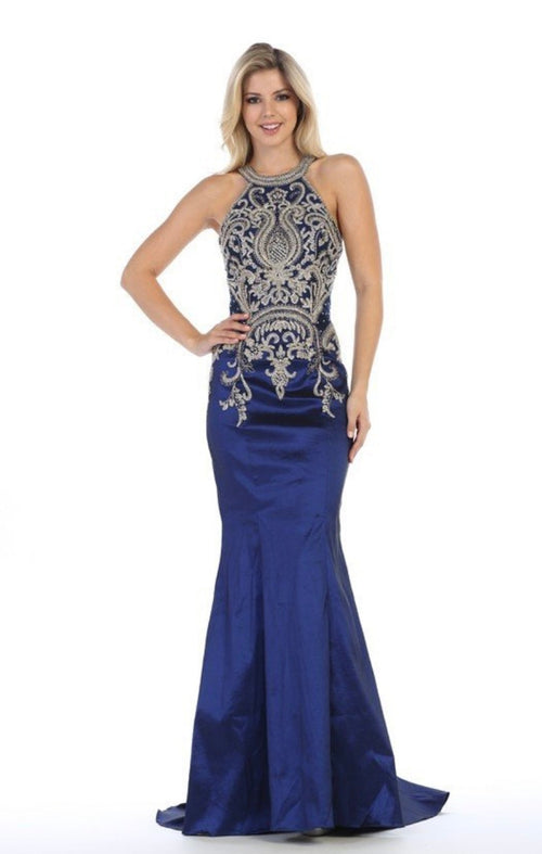 Chicas C9155 Prom Royal Mermaid Halter Floor-Length Fabric Dress