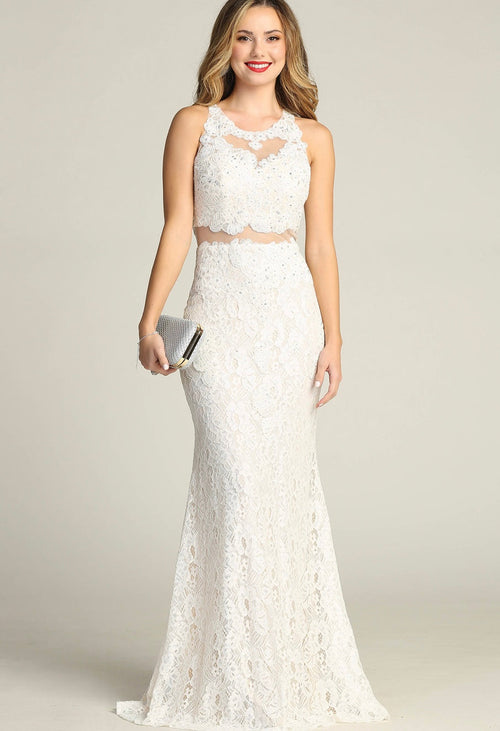 Chicas CR4225 Prom Black Mermaid Illusion Floor-Length Lace Dress