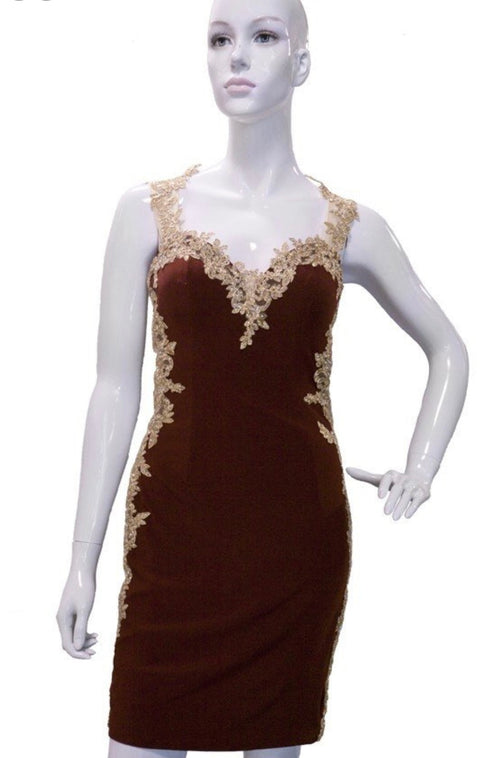 Chicas C3267 Cocktail Black Sweetheart Short Appliqué Lace Dress