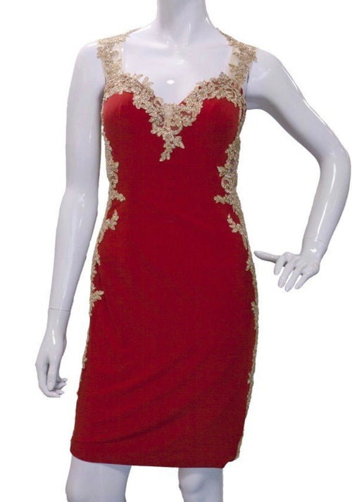 Chicas C3267 Cocktail Black Sweetheart Short Appliqué Lace Dress