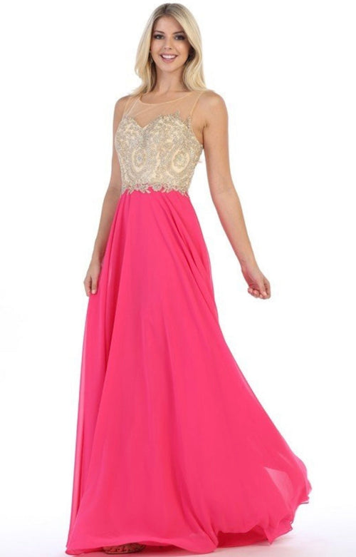 Chicas C3320 Evening Navy A-Line Sweetheart Floor-Length Chiffon Dress