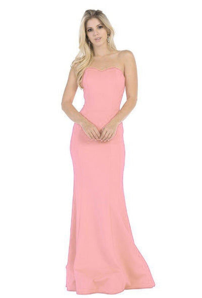 Chicas C011 Elegant Evening Red Strapless Style Fabric Dress