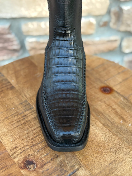 Men's Los Altos Caiman Belly 7X Toe Ankle Boots Black