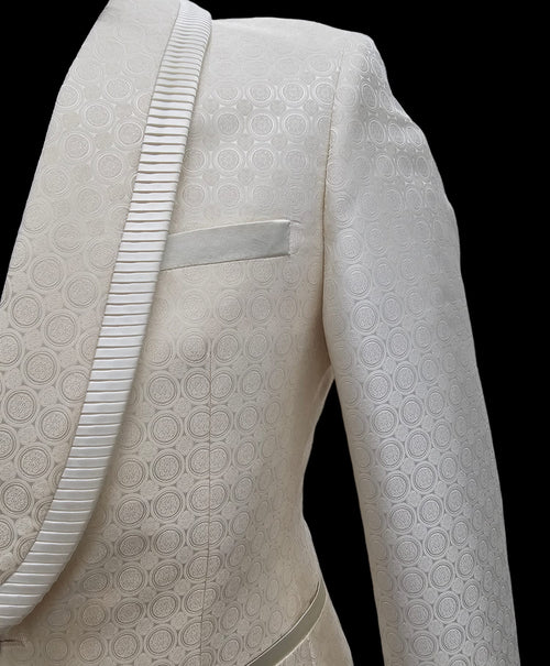 Ivory Tuxedo - Cream Wedding Suit - Off White Groom Shawl Lapel Suit by PROMTUXEDO