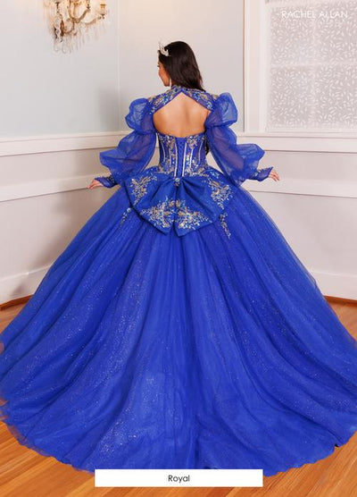 Quinceañera Ball Gown with Embroidery and Detachable Puff Sleeve by Rachel Allan RQ9001