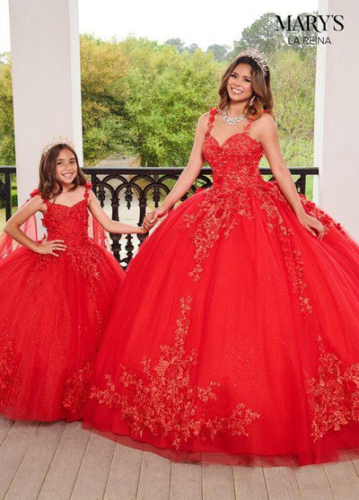 Sweetheart 3D Floral Strap Lace Appliqué Glitter Tulle Ball Gown by Rachel Allan MQ2148
