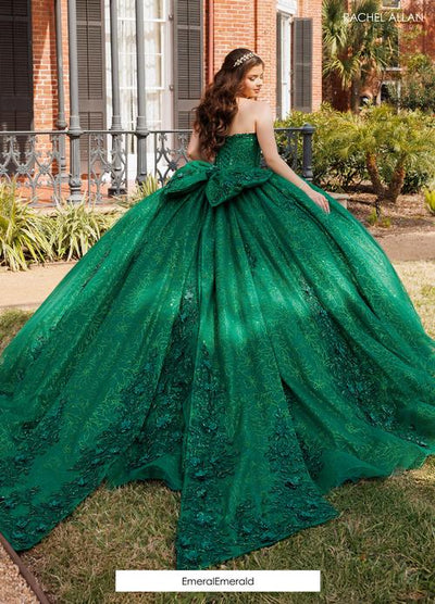 Sweetheart Beaded Corset 3D Floral Appliqué Glitter Tulle Ball Gown by Rachel Allan RB1195