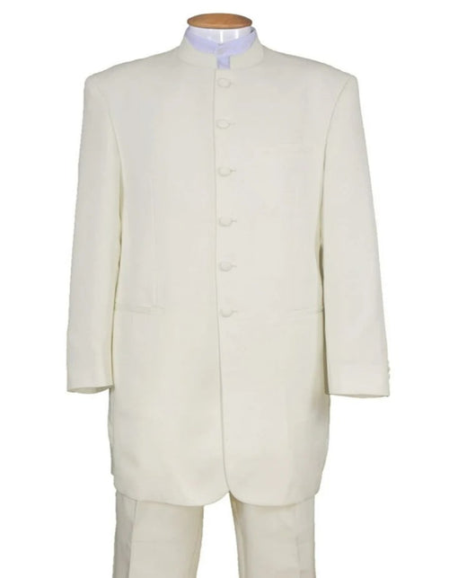 Cheap Tuxedos - Affordable Prom Suit - Mens Long Mandarin Collar Zoot Ivory Tuxedo Suit