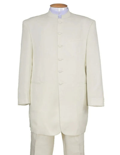 Cheap Tuxedos - Affordable Prom Suit - Mens Long Mandarin Collar Zoot Ivory Tuxedo Suit