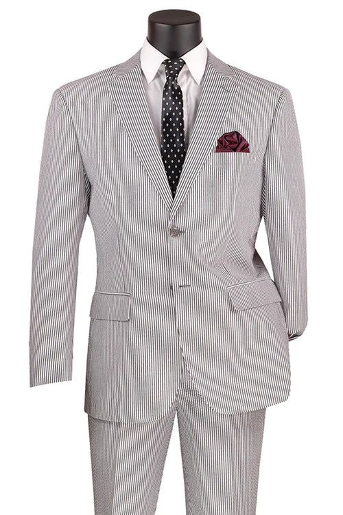 Men's Black Seersucker Suit in Modern Fit with Pinstripes