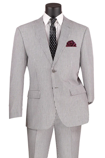 Men's Black Seersucker Suit in Modern Fit with Pinstripes