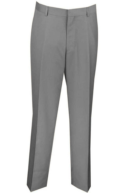 Mens Slim Fit Wool Feel Flat Front Dress Slacks in White by Vinci