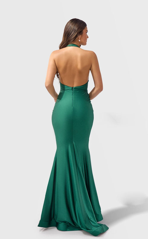 Jessica Angel JA2613 Plunging Halter Mermaid Open Back Formal Dress