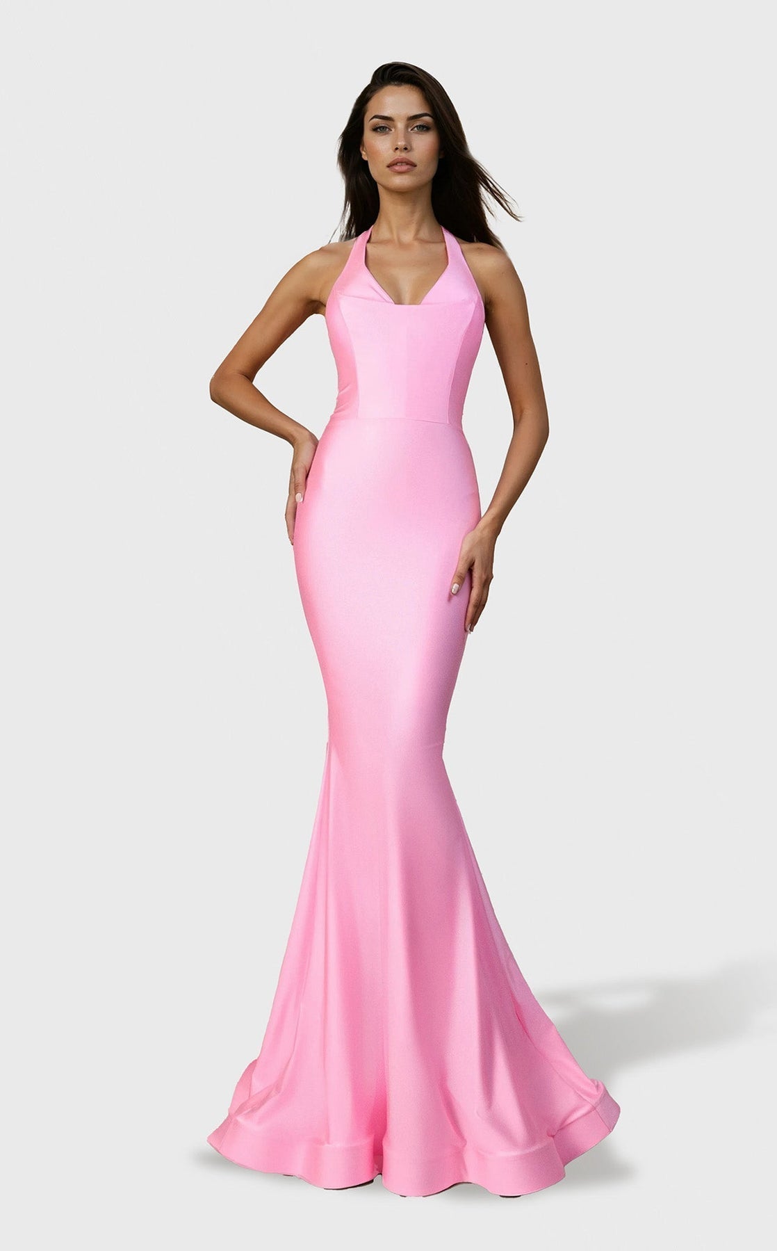 Jessica Angel JA2746 Halter Fitted Open Back Formal Floor-Length Dress