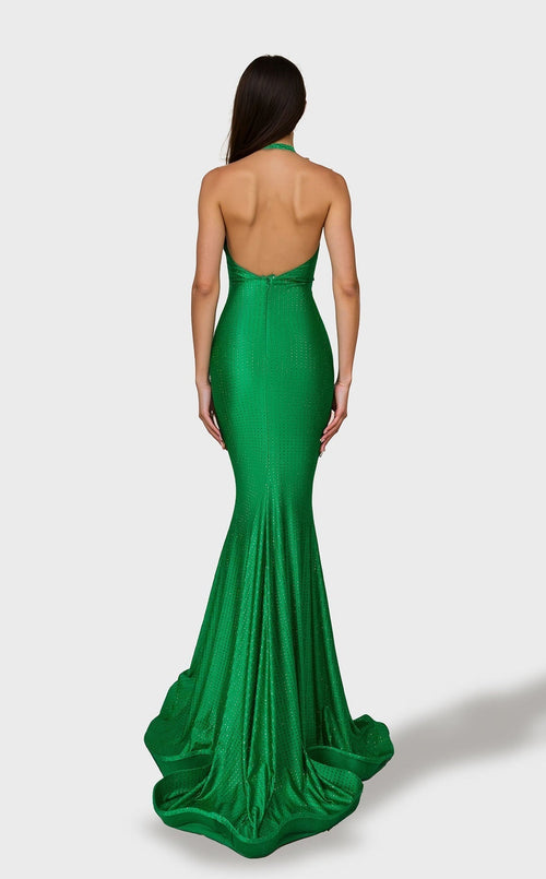 Jessica Angel JA2758 Halter Mermaid Cutout Train Formal Floor-Length Dress