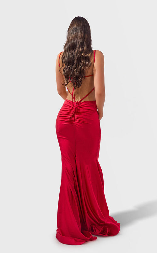 Jessica Angel JA2762 Deep V-Neck Fitted Slit Prom Dress