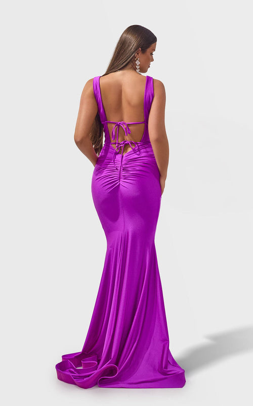 Jessica Angel JA2764 V-Neck Fitted Ruched Evening Dress