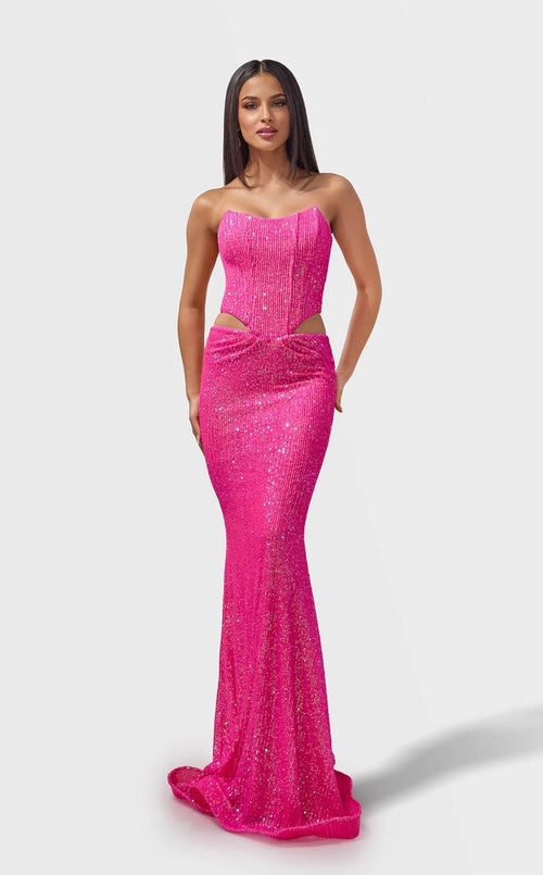 Jessica Angel JA2770 Strapless Mermaid Cutout Formal Floor-Length Sequin Dress
