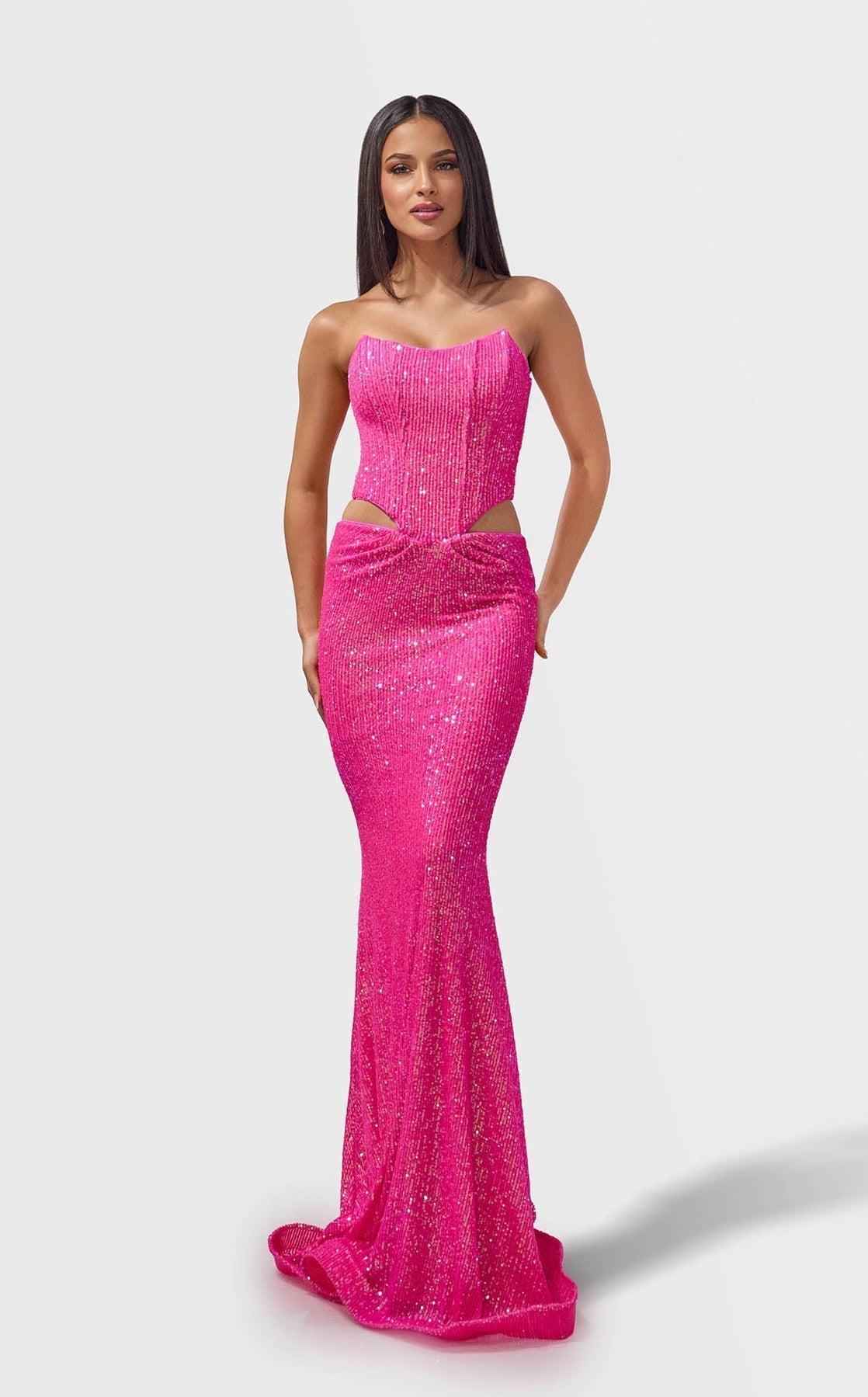 Jessica Angel JA2770 Strapless Mermaid Cutout Formal Floor-Length Sequin Dress