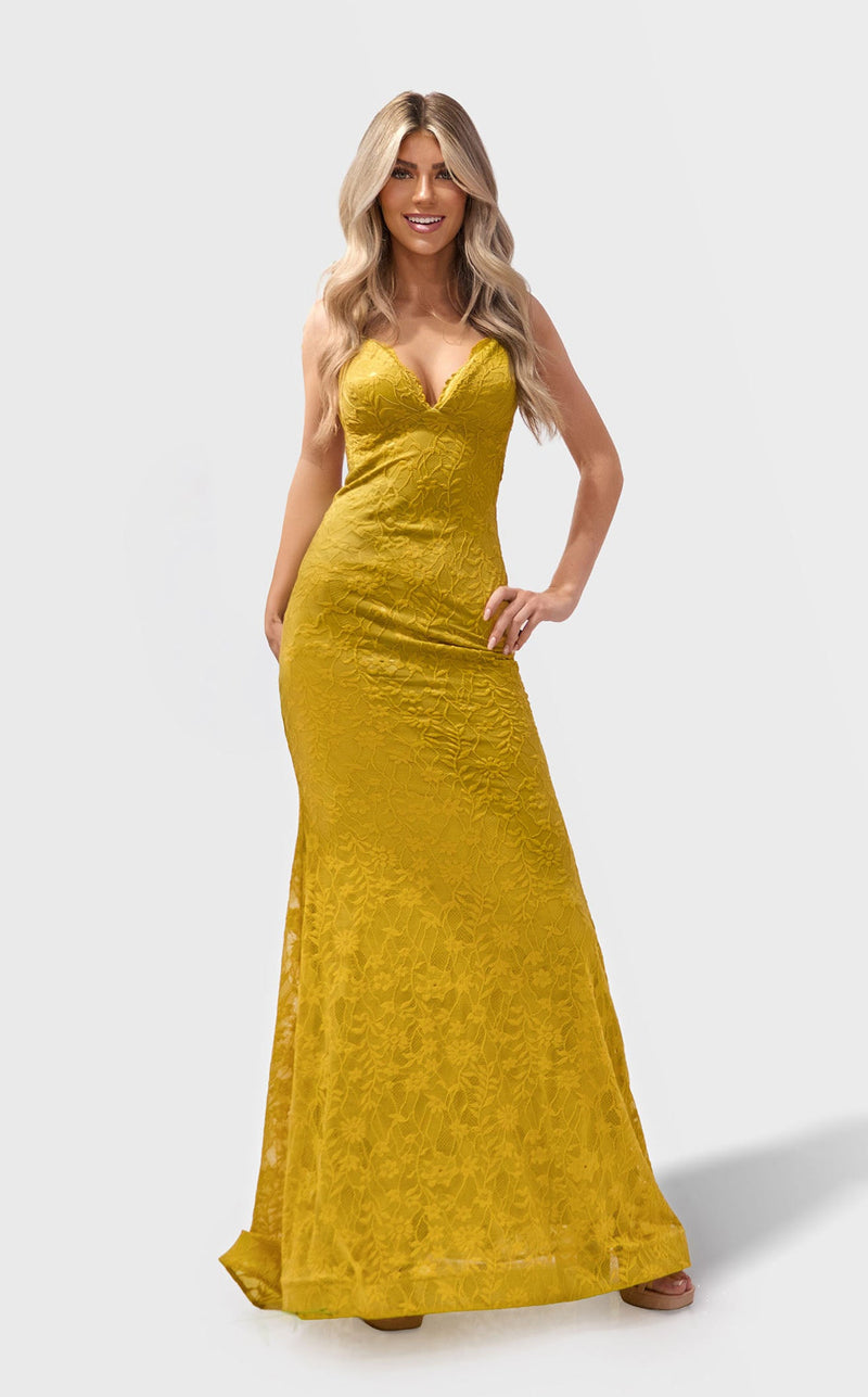 Jessica Angel JA2773 High Neck Mermaid Open Back Train Evening Lace Dress