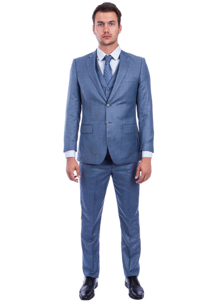 Men's Ocean Blue Sharkskin Suit by Tazio Suits