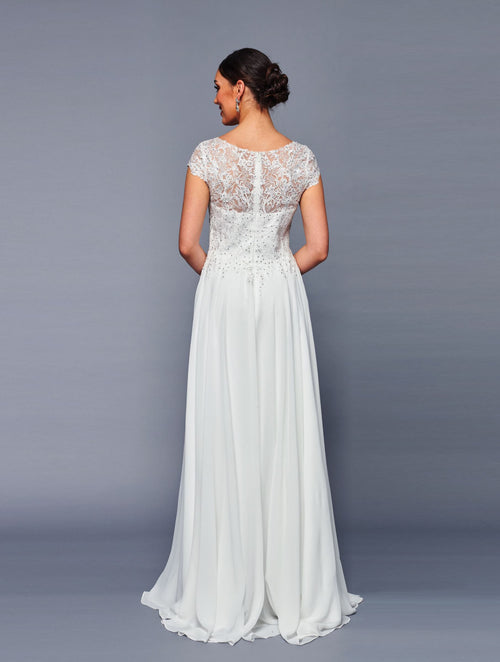 Deklaire K311 Chiffon A-Line Gown with Cap Sleeves – Mother of the Bride Dress