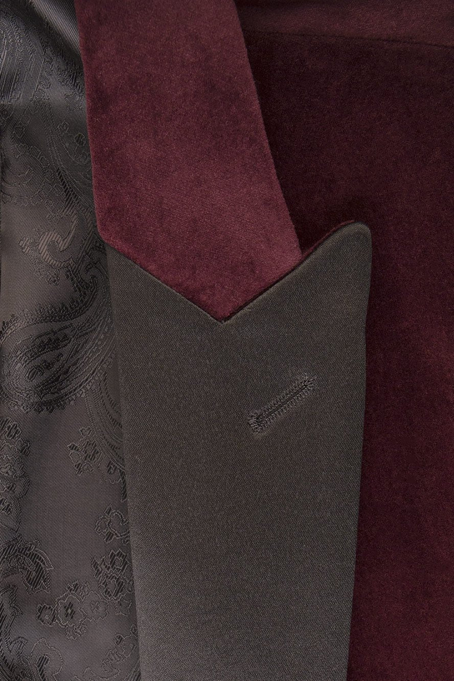 Merlot Velvet 1 Button Peak Dinner Jacket