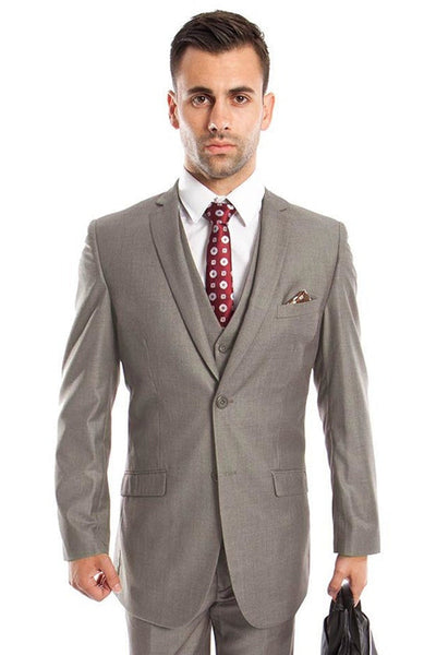 Men’s Slim Fit Grey Vested Suit from Tazio Suits