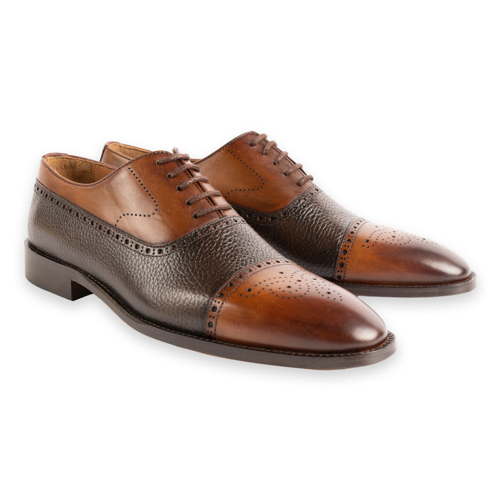 P0005223 -Kand -Two Lace up-Brown+Tan – SuitUSA