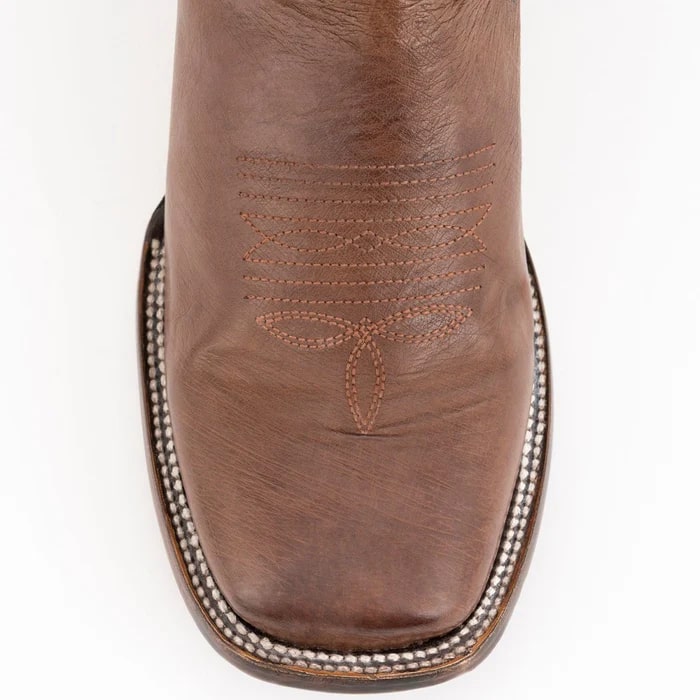 Ferinni Boot - Mens Dress Cowboy Boot - Ferrini Men's Morgan Smooth Ostrich Square Toe Boots Handcrafted - Kango Brown in Kango Brown