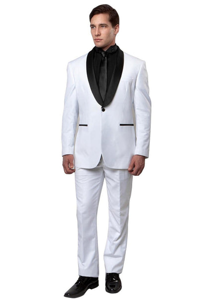 Men's Classic Slim Fit Shawl Lapel Tuxedo in Black & White