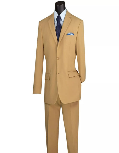 Mens Big and Tall Khaki Two Button Classic Fit Poplin Polyester Suit by USA Men's Outlet