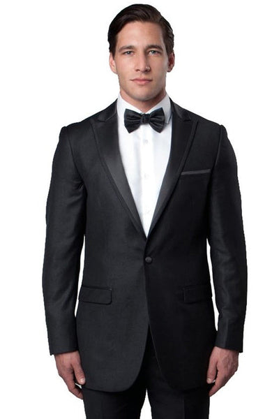 Men's Charcoal Slim Fit Satin Tuxedo