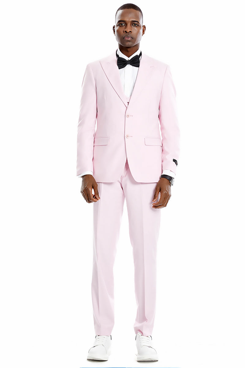 Men’s Pink Pastel Vested Suit for Weddings & Prom