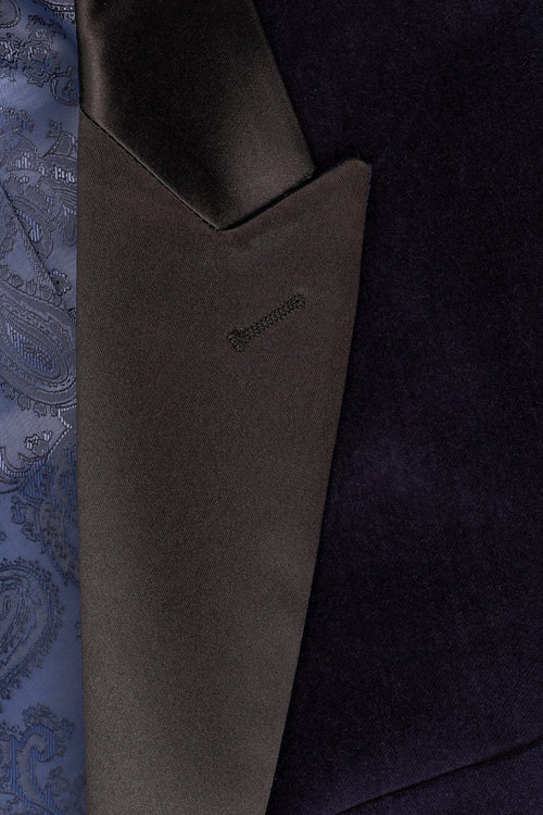 Navy Velvet 1 Button Peak Dinner Jacket