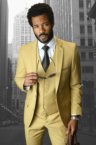 Men's Chestnut Vested Wool Suit by Statement Suits