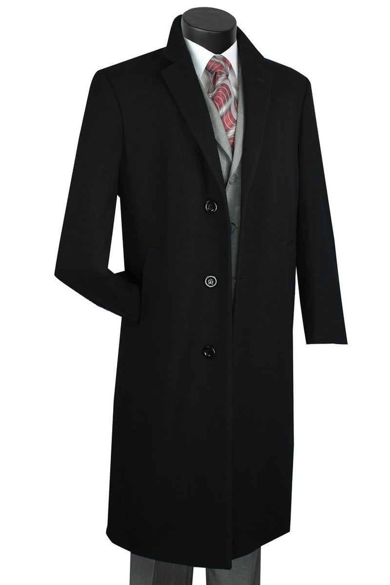 Men's Classic Wool & Cashmere Overcoat in Black