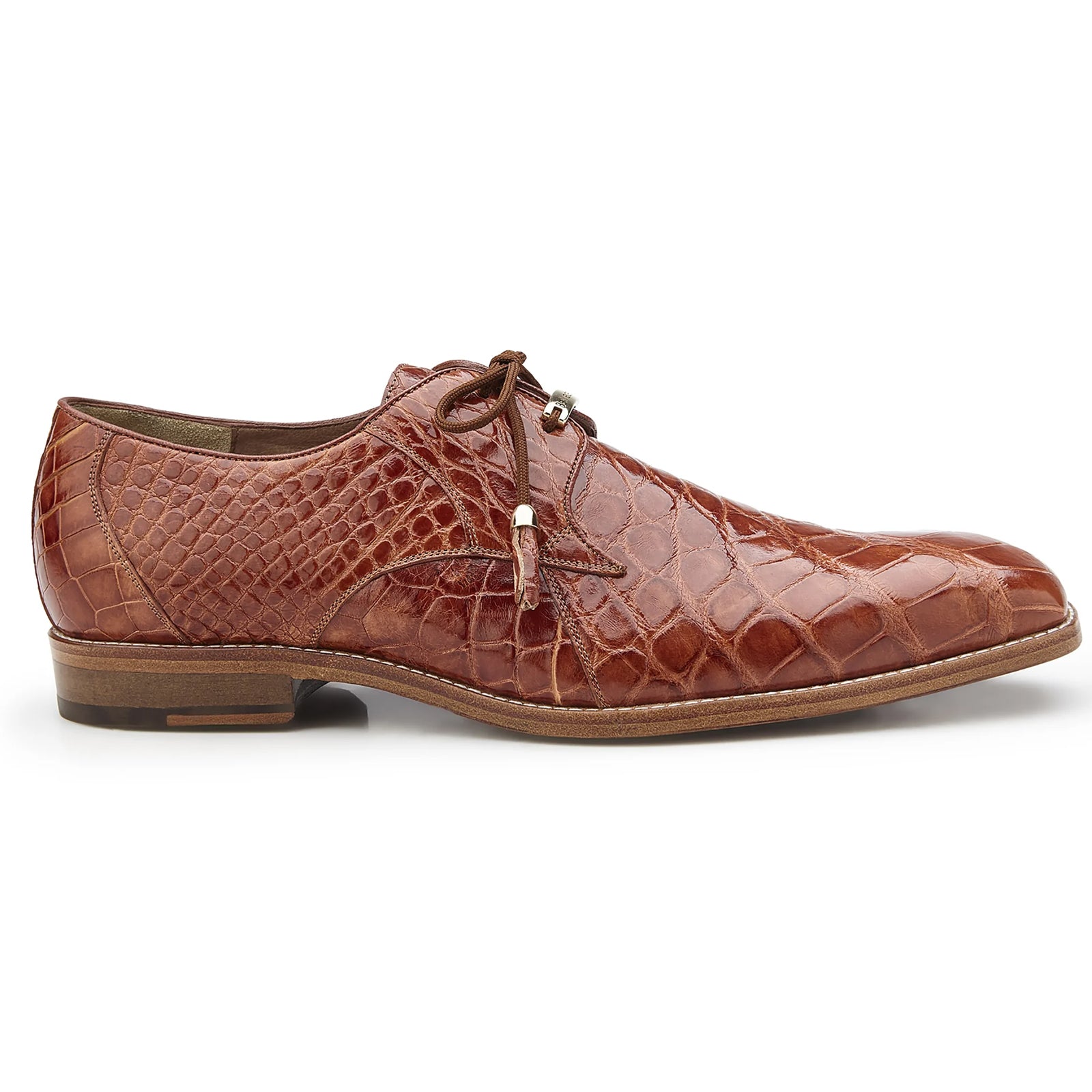 Men's Lago Plain Toe American Alligator Dress Shoe in Cognac by Belvedere Shoes – SuitUSA
