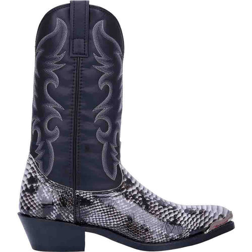 Laredo Monty Black & White Snake Print Men's Western Boots