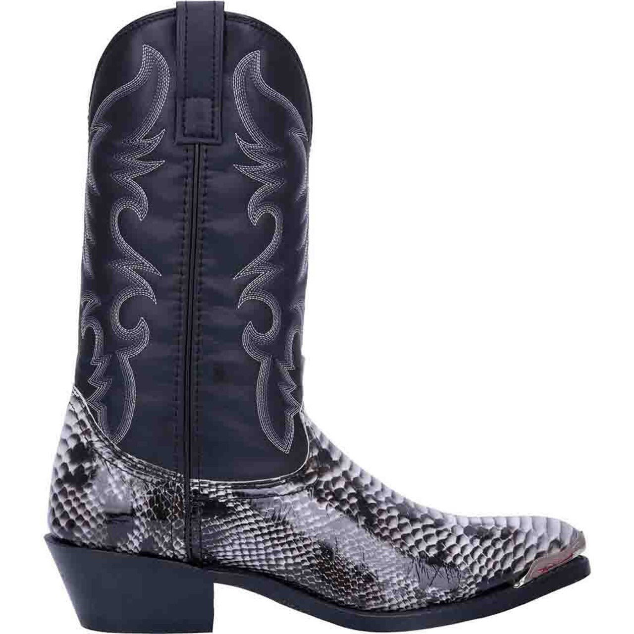 Laredo Monty Black & White Snake Print Men's Western Boots