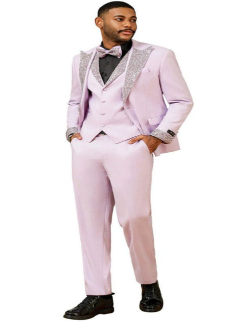 Lavender Prom Tuxedo - Perfect Wedding Suit Vested Rhinestone Lapelled by USA Men's Outlet