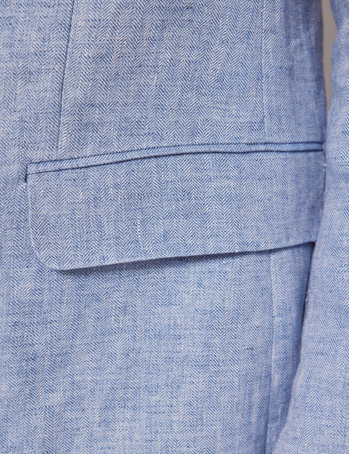 Mens Linen Suit For Beach Wedding - Summer Suit in Light Blue - Men's Tuxedo USA