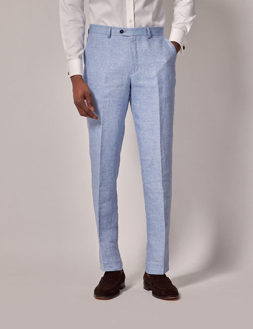 Mens Linen Suit For Beach Wedding - Summer Suit in Light Blue - Men's Tuxedo USA