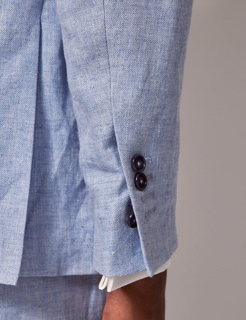 Mens Linen Suit For Beach Wedding - Summer Suit in Light Blue - Men's Tuxedo USA