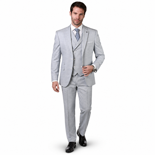 Men’s 3-Piece Tailored Fit Super 180’s Wool Suit - Powder