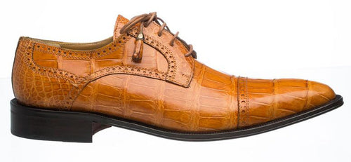 Alligator Mens Shoes Ferrini Light Cognac Stylish Color Cap Toe Ferrini USA