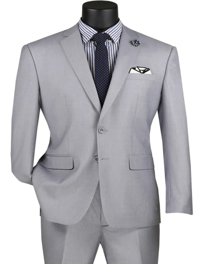 Mens Basic 2 Button Modern Fit Light Grey Suit